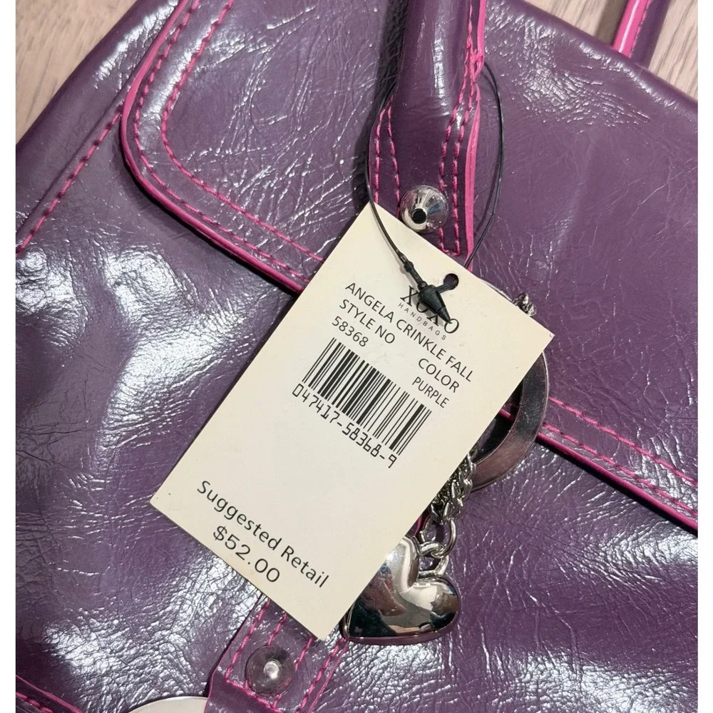 XOXO Handbag Purple Pink Patent Leather Tote Bag Purse Silver NEW Y2K Vintage